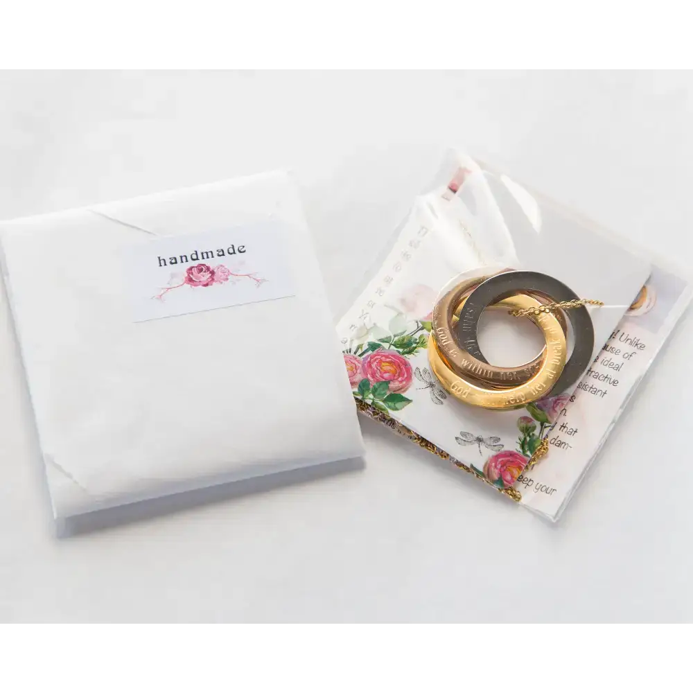 Handmade jewelry packaging for Personalized Scripture Rings Necklace in Gold Rose Gold Silver