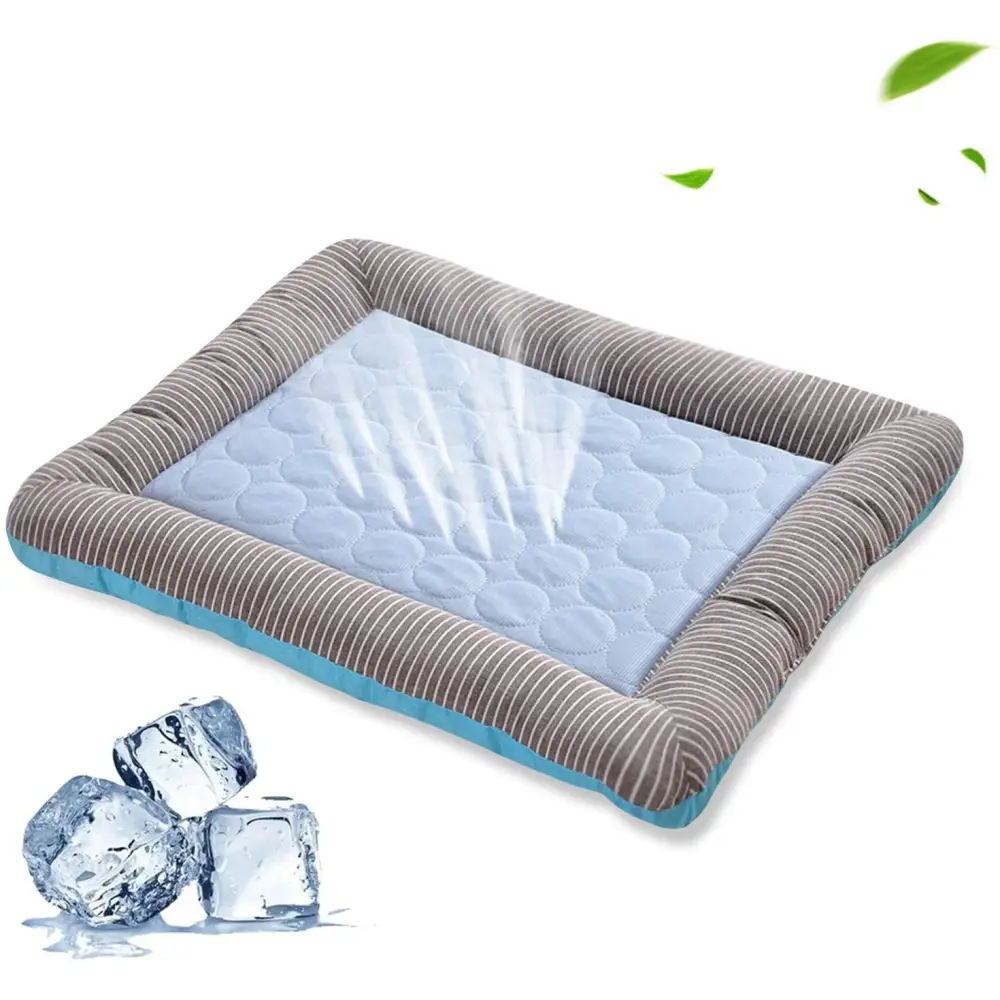 Pet Cooling Pad Bed For Dogs Cats Puppy Kitten Cool Mat Pet Blanket Ice Silk Material Soft For Summer Sleeping Blue