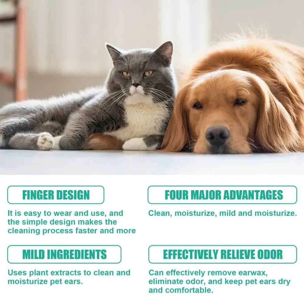 Pet Ear Cleaner Finger Wipes for Easy Odor Removal - Estalios
