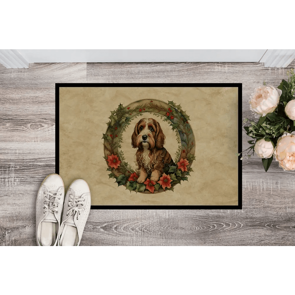 Petit Basset Griffon Vendeen Christmas Doormat for Entryway - Estalios