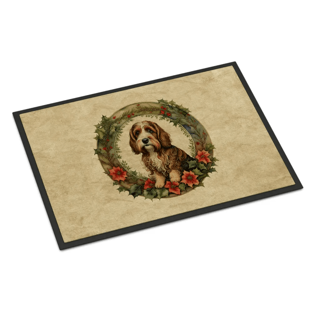 Petit Basset Griffon Vendeen Christmas Doormat for Entryway - Estalios