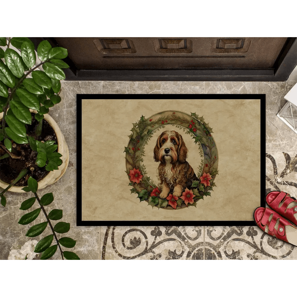 Petit Basset Griffon Vendeen Christmas Doormat for Entryway - Estalios