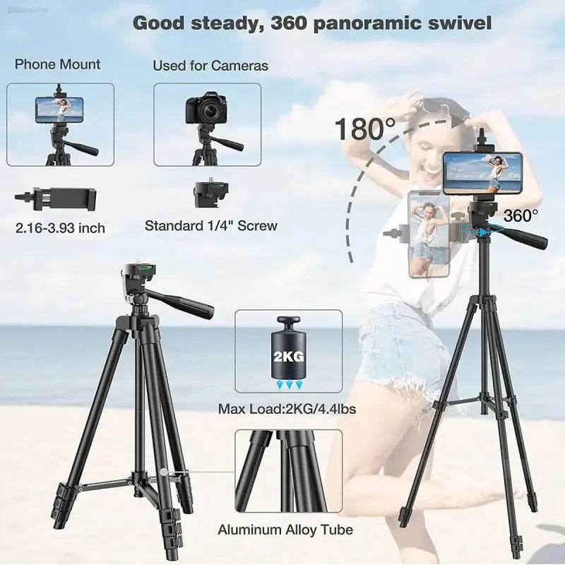 Phone Tripod For Video Recording With Bluetooth Remote - Estalios