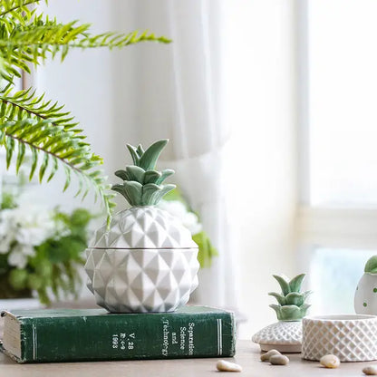 White pineapple-shaped ceramic container for Pineapple Sugar Bowl storage jars