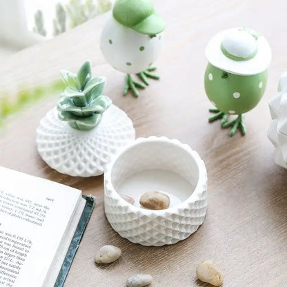 White textured ceramic container for Pineapple Sugar Bowl storage jars