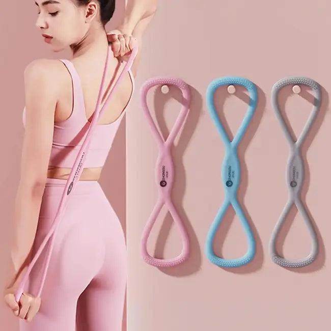 Pink 8-Shaped Resistance Band for Strength and Stretching - Estalios
