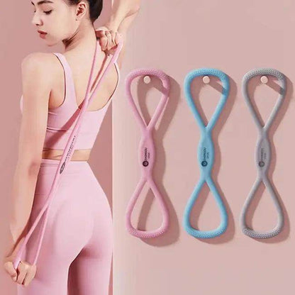 Pink 8-Shaped Resistance Band for Strength and Stretching - Estalios