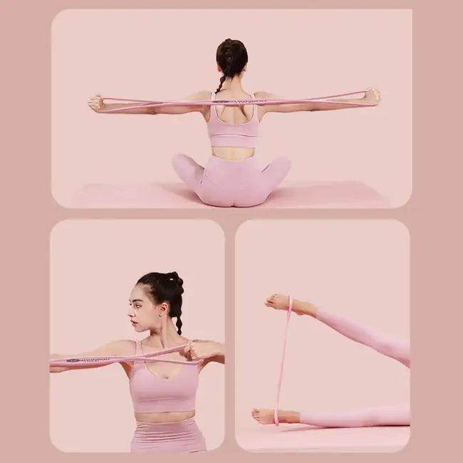 Pink 8-Shaped Resistance Band for Strength and Stretching - Estalios
