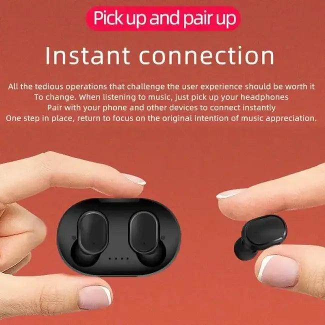 Stylish Pink and Black Wireless Earbuds with Charging Case - Estalios
