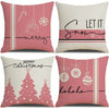 Pink Cartoon Christmas Linen Pillowcase for Sofa Decor - Estalios