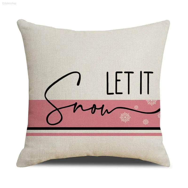 Pink Cartoon Christmas Linen Pillowcase for Sofa Decor - Estalios