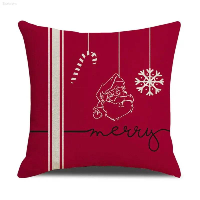Pink Cartoon Christmas Linen Pillowcase for Sofa Decor - Estalios