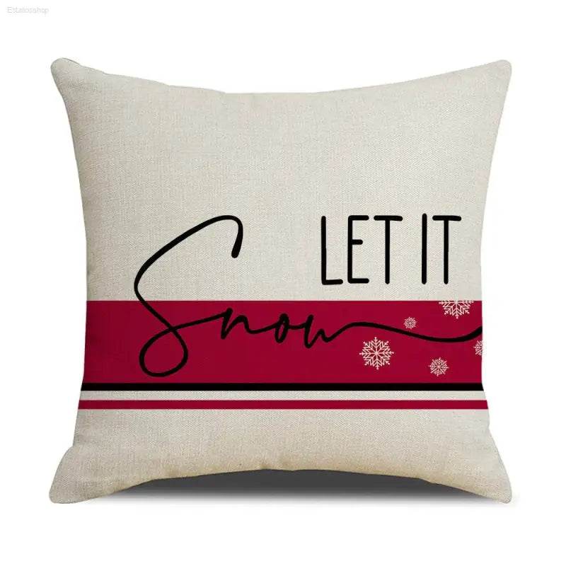 Pink Cartoon Christmas Linen Pillowcase for Sofa Decor - Estalios