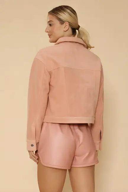 Vibrant Pink Corduroy Jacket with Flirty Bow Details - Estalios