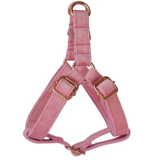 Fashionable Pink Velvet Dog Harness and Leash Combo for Style - Estalios