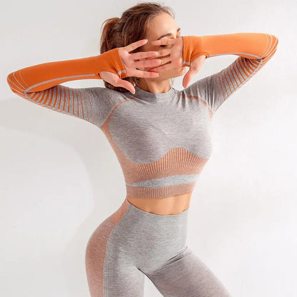 Gray and orange athletic set from Pink & Gray 2Pcs Set Selfie Ready, perfect for active wear