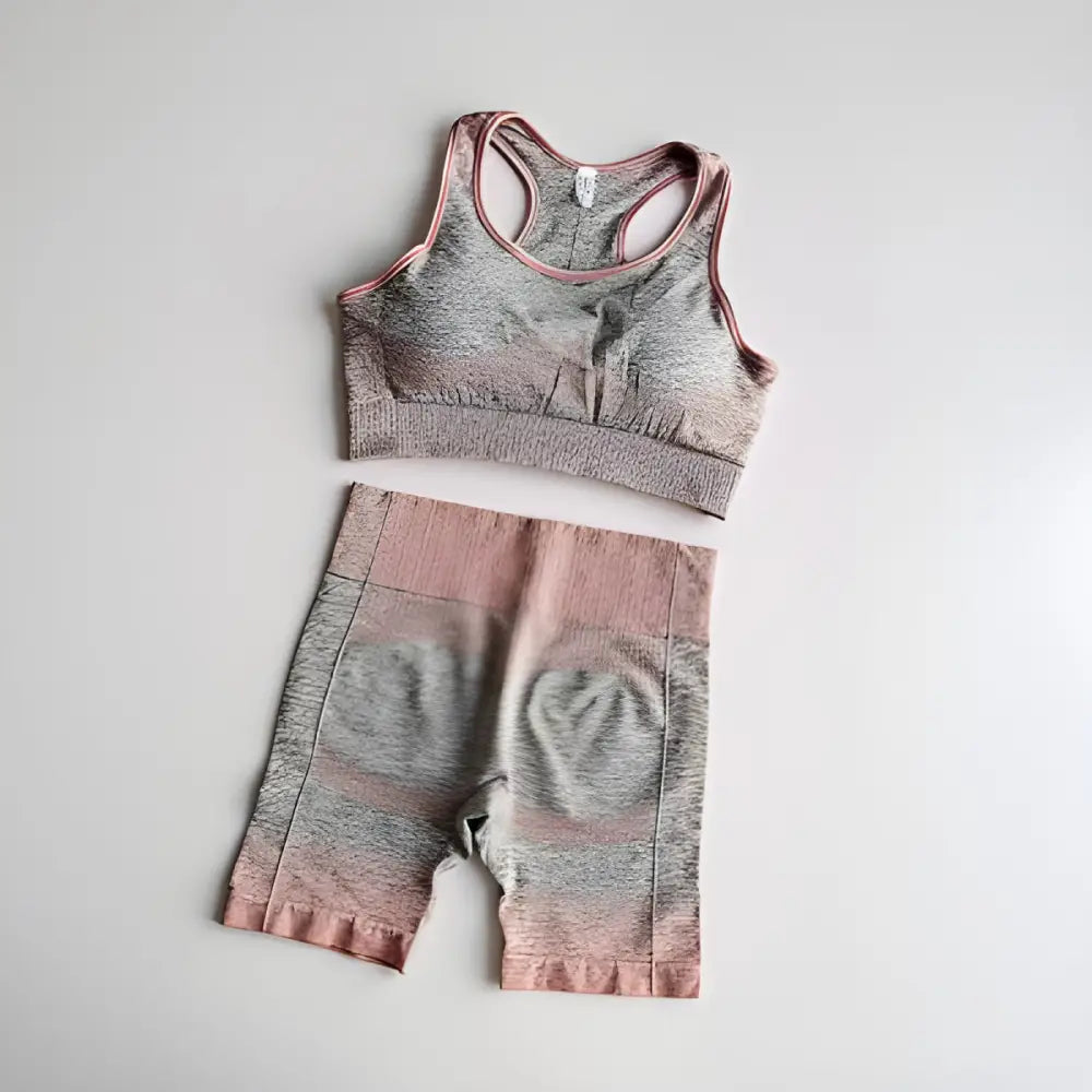 Gray and pink workout set from Pink & Gray 2Pcs Set Selfie Ready for stylish workouts