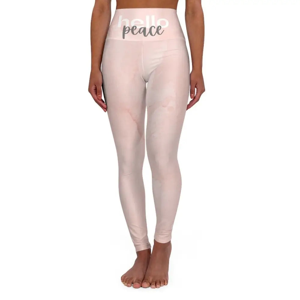 High-waisted Pink Peach Marble Yoga Leggings perfect for your fitness legging yoga style