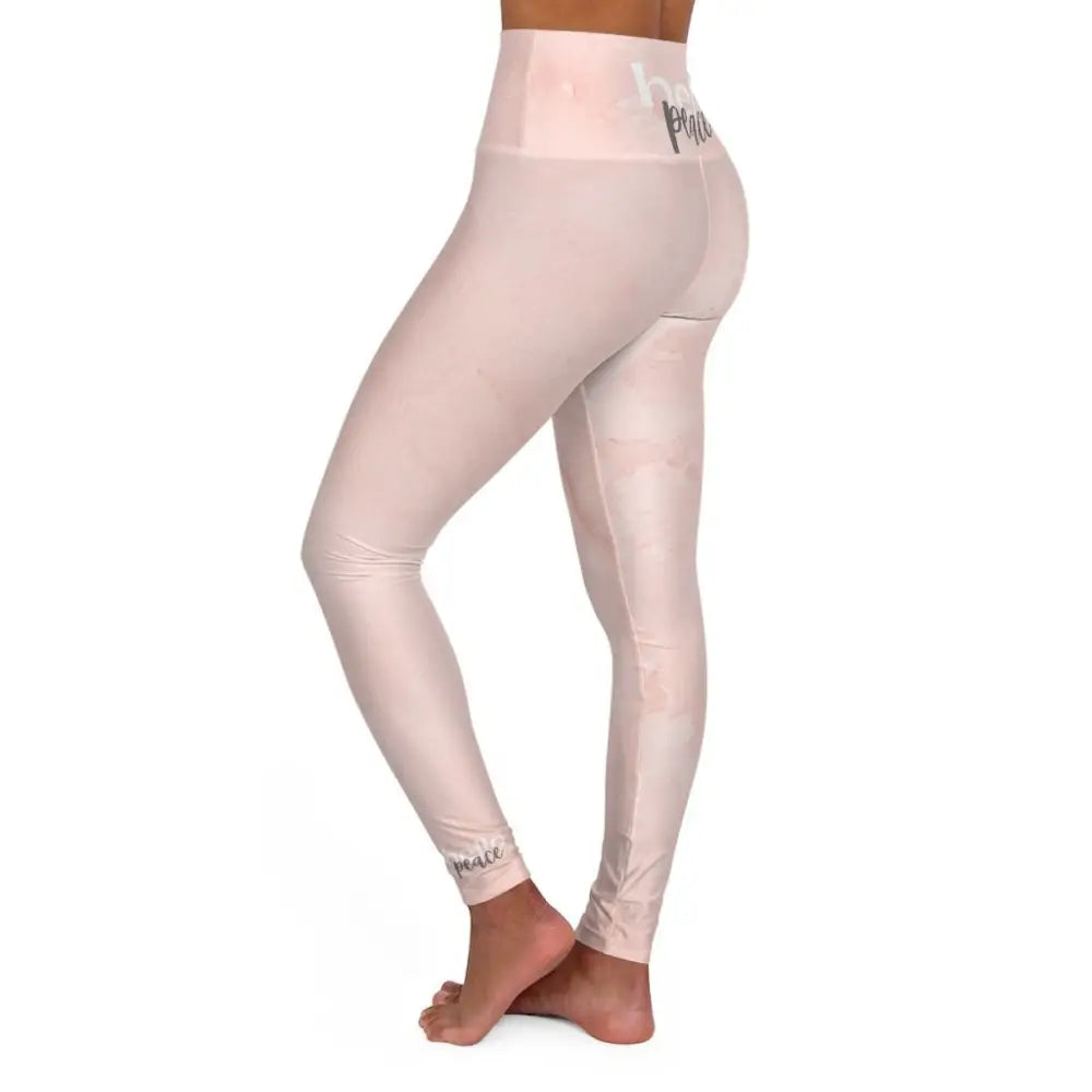 Light pink leggings in a Pink Peach Marble design, perfect for fitness legging yoga