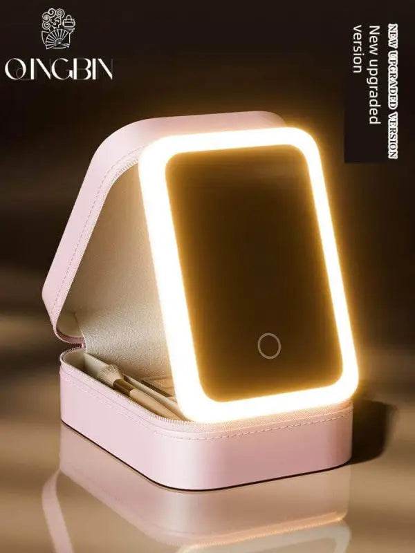 Pink Perfection: Light Up your Flawless Beauty Routine with this Makeup Mirror! Shine Bright with the Pink Perfection Makeup Organizer, your New Secret Weapon - Estalios