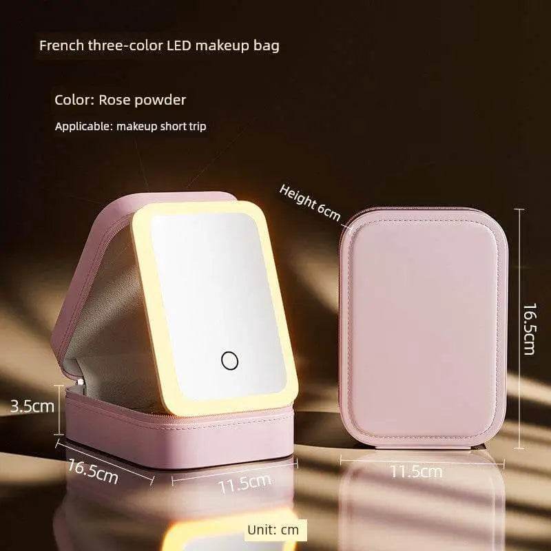 Pink Perfection: Light Up your Flawless Beauty Routine with this Makeup Mirror! Shine Bright with the Pink Perfection Makeup Organizer, your New Secret Weapon - Estalios