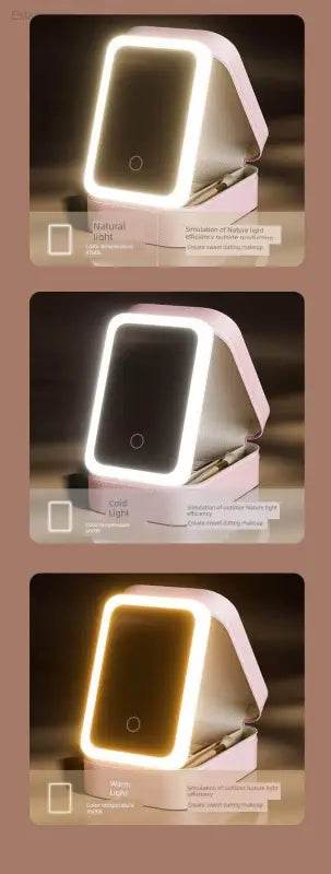 Pink Perfection: Light Up your Flawless Beauty Routine with this Makeup Mirror! Shine Bright with the Pink Perfection Makeup Organizer, your New Secret Weapon - Estalios