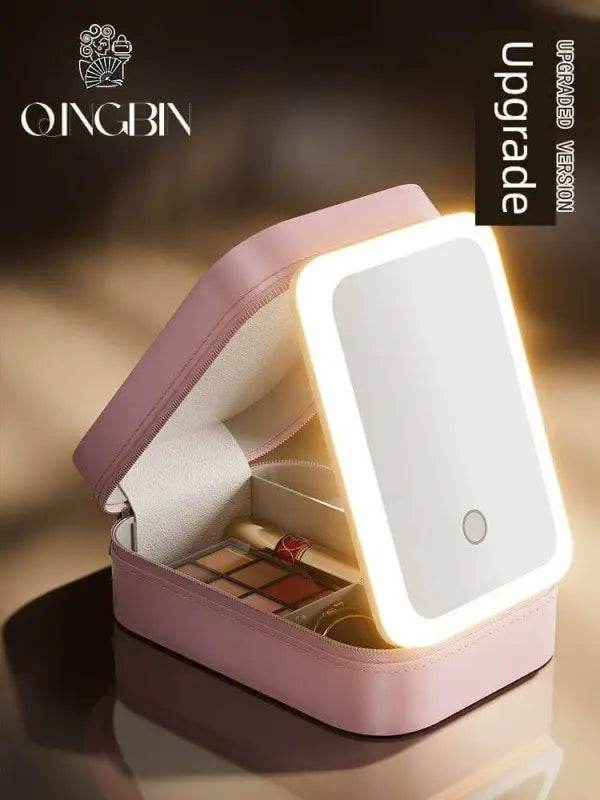 Pink Perfection: Light Up your Flawless Beauty Routine with this Makeup Mirror! Shine Bright with the Pink Perfection Makeup Organizer, your New Secret Weapon - Estalios