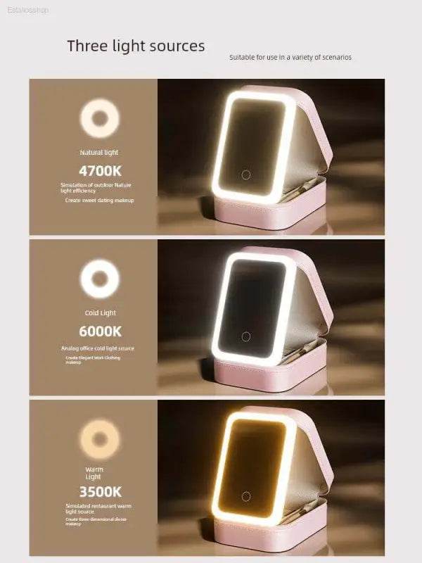 Pink Perfection: Light Up your Flawless Beauty Routine with this Makeup Mirror! Shine Bright with the Pink Perfection Makeup Organizer, your New Secret Weapon - Estalios