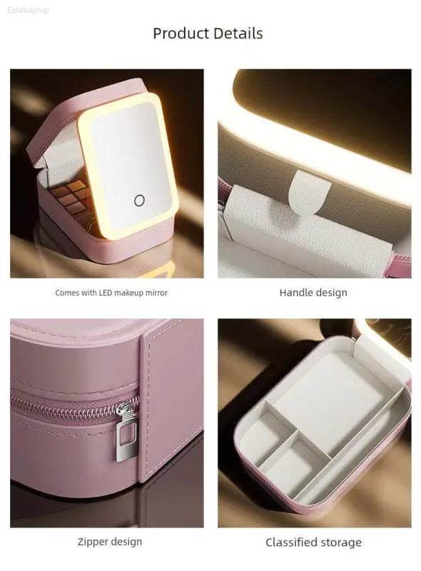 Pink Perfection: Light Up your Flawless Beauty Routine with this Makeup Mirror! Shine Bright with the Pink Perfection Makeup Organizer, your New Secret Weapon - Estalios