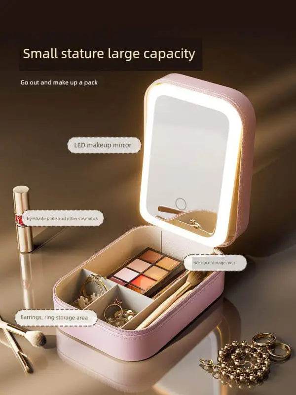 Pink Perfection: Light Up your Flawless Beauty Routine with this Makeup Mirror! Shine Bright with the Pink Perfection Makeup Organizer, your New Secret Weapon - Estalios