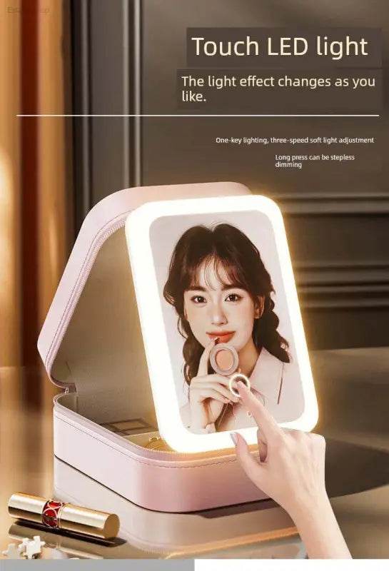 Pink Perfection: Light Up your Flawless Beauty Routine with this Makeup Mirror! Shine Bright with the Pink Perfection Makeup Organizer, your New Secret Weapon - Estalios
