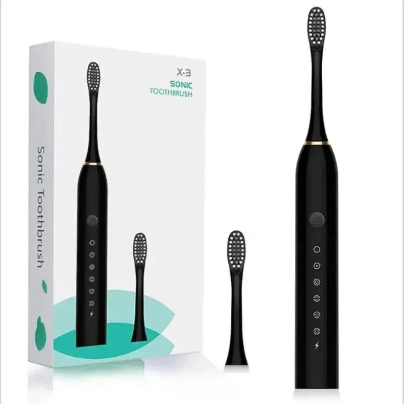 Black Ultrasonic Toothbrush with replacement head from Pink Ultrasonic Toothbrush Six Speed