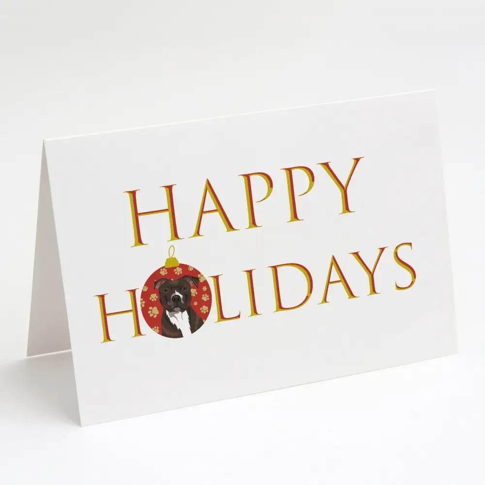 Pit Bull Brindle Holiday Greeting Cards Pack of 8 - Estalios