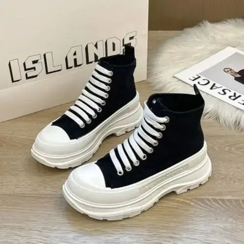 Platform High-Tops Shoe Deals for Women - 39(US8) / Black - Sneakers & Runners