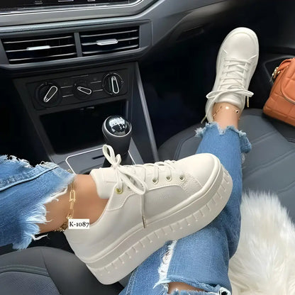 Beige platform sneakers perfect for snagging the best platform sneaker deals for women