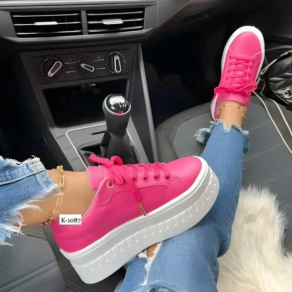 Bright pink platform sneakers from awesome platform sneaker deals for women