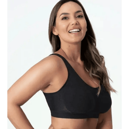 Unleash Invisible Support: The Seamless Black Bra! Experience unparalleled comfort and a smooth silhouette with our Black Seamless Bra. This bra is designed to disappear under - Estalios