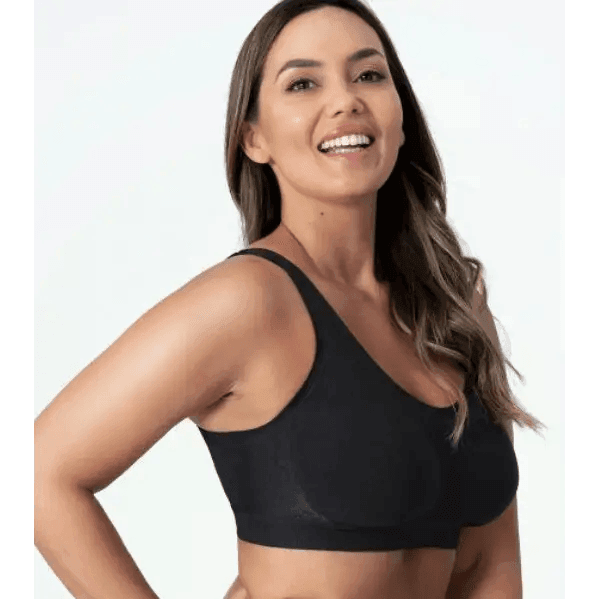 Unleash Invisible Support: The Seamless Black Bra! Experience unparalleled comfort and a smooth silhouette with our Black Seamless Bra. This bra is designed to disappear under - Estalios