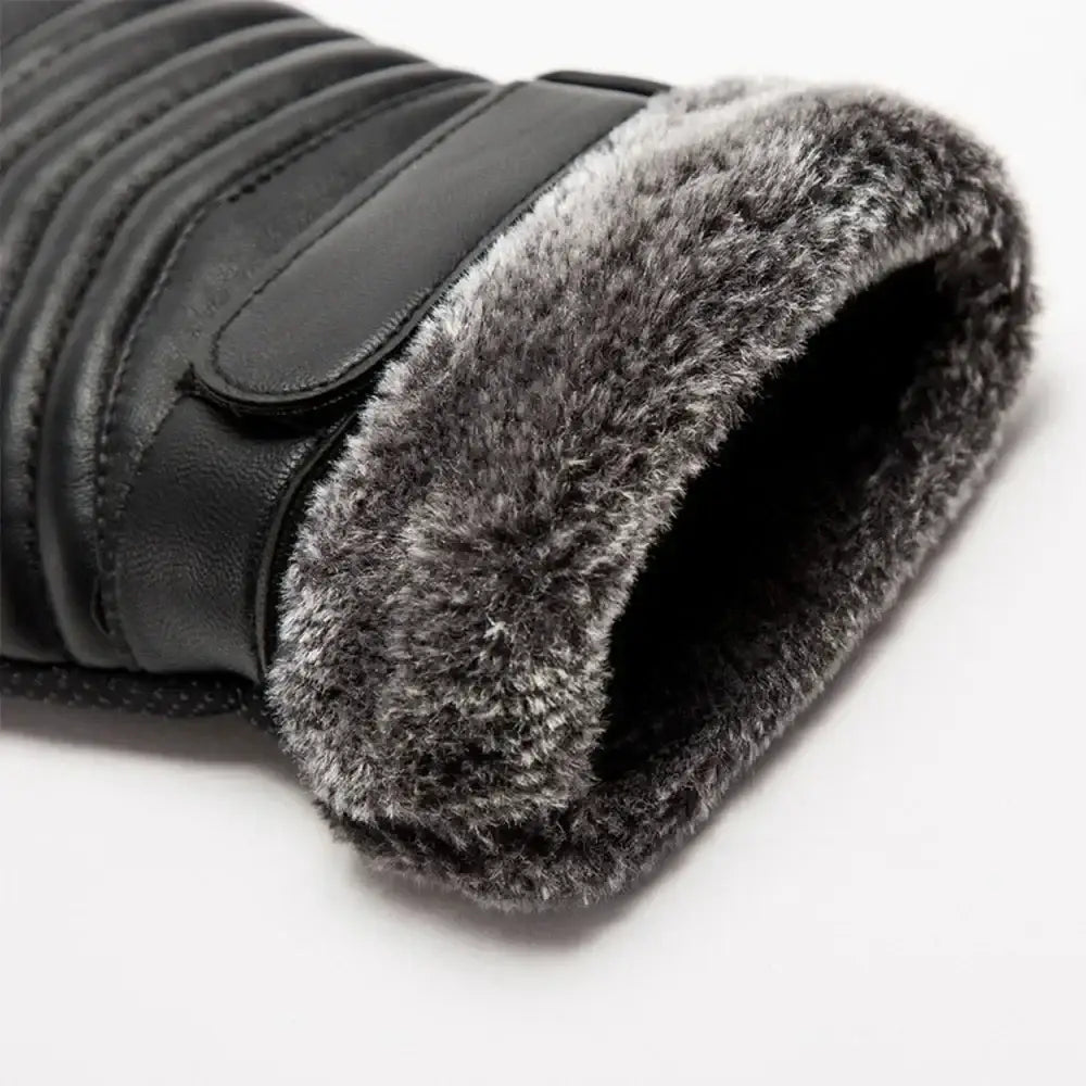 Black leather glove with fur lining from Plush Insulation Gloves for ultimate warmth