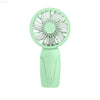 Mint green handheld fan.