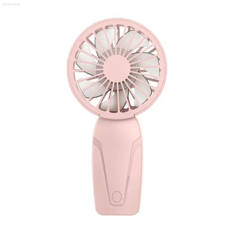 Pink handheld fan.