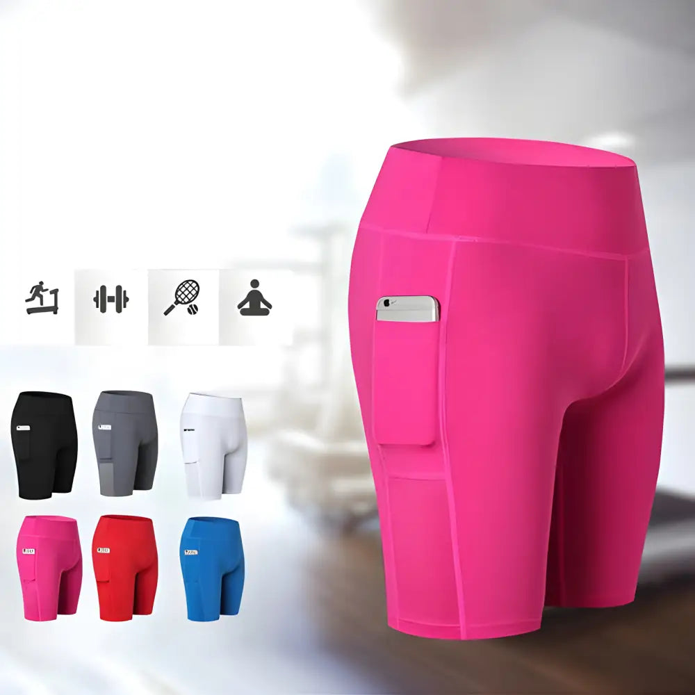 Colorful Pocket Power Yoga Shorts All Seasons with handy phone pocket for active wear