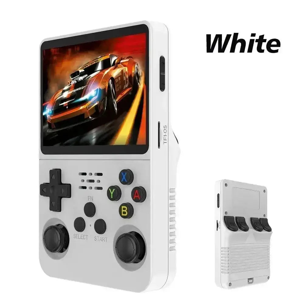 White handheld gaming console from Pocket Powerhouse Gaming Deals for on-the-go gaming fun