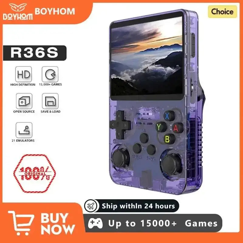 Purple handheld gaming console from Pocket Powerhouse Gaming Deals, 128G power