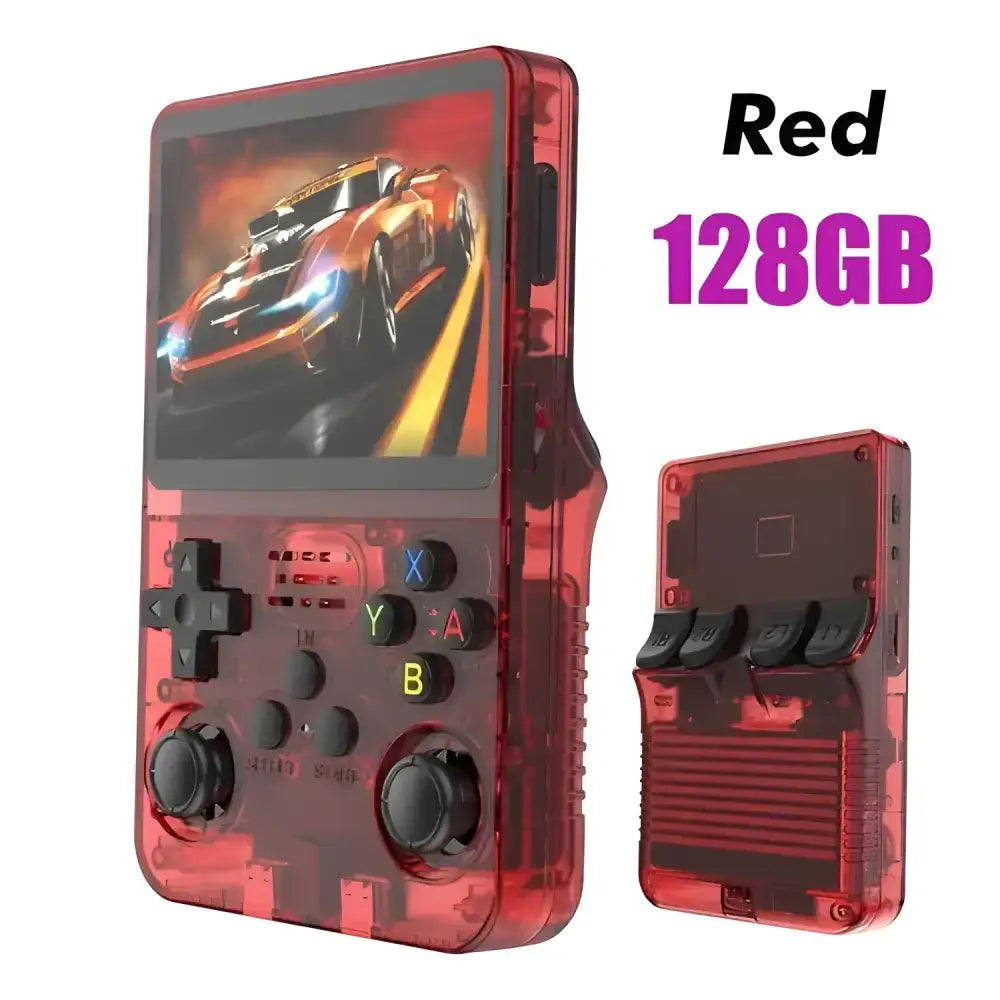 Red handheld gaming console from Pocket Powerhouse Gaming Deals for epic fun