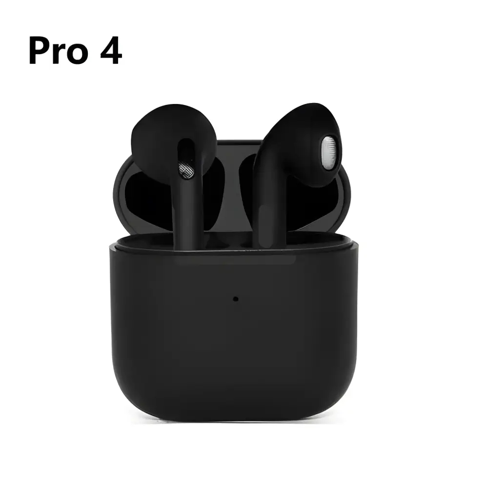 Black Pocket Powerhouse TWS Wireless Headphones in charging case, Bluetooth-compatible in-ear style