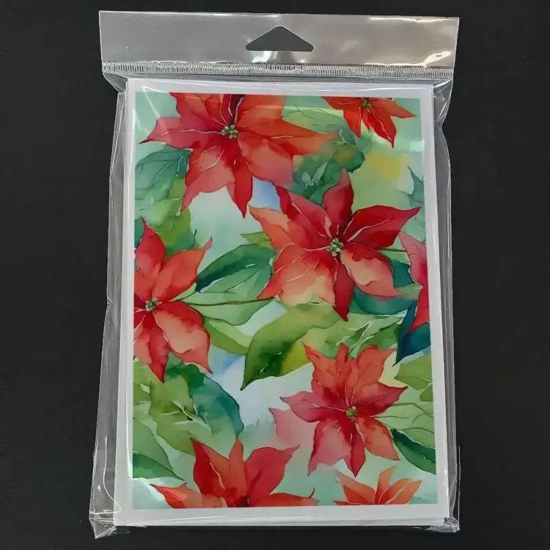 Poinsettia Splash Watercolor Cards: Holiday Cheer Awaits! Spread holiday joy with these beautiful Poinsettia Watercolor Greeting Cards. Each card features - Estalios