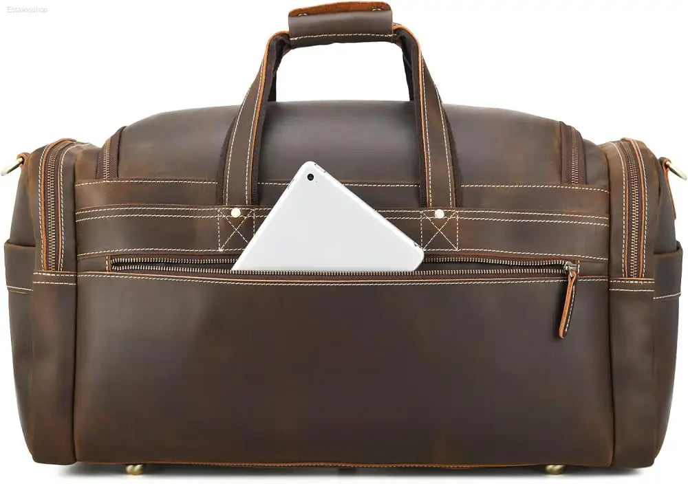 Polare 23" Retro Full Grain Cowhide Leather Duffel Bag - Stylish Gym & Weekend Luggage (42L)
