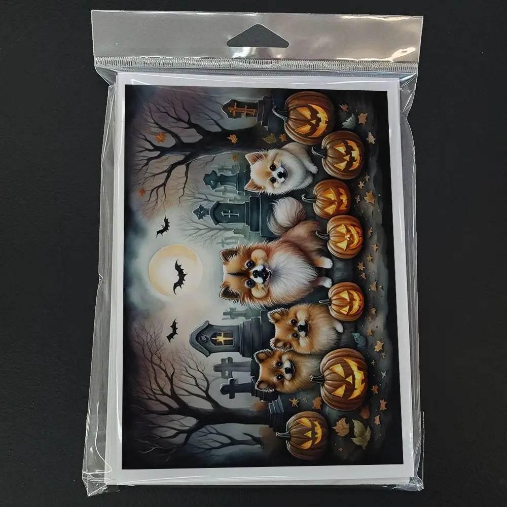 Pomeranian Spooky Halloween Greeting Cards Pack of 8 - Estalios