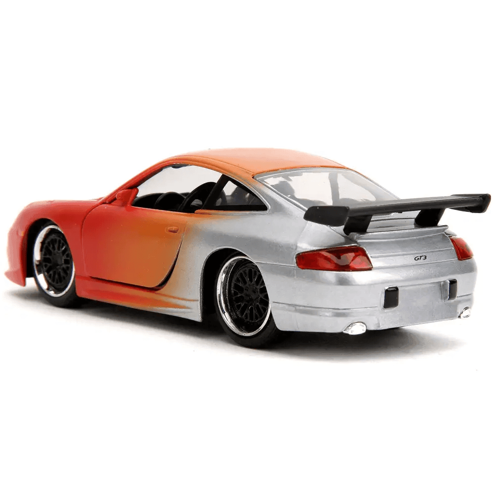 Blaze your Own Trail: Orange Porsche Gt3 Model Car! Unleash your Inner Speed Demon with this Stunning Orange and Silver Porsche 911 - Estalios